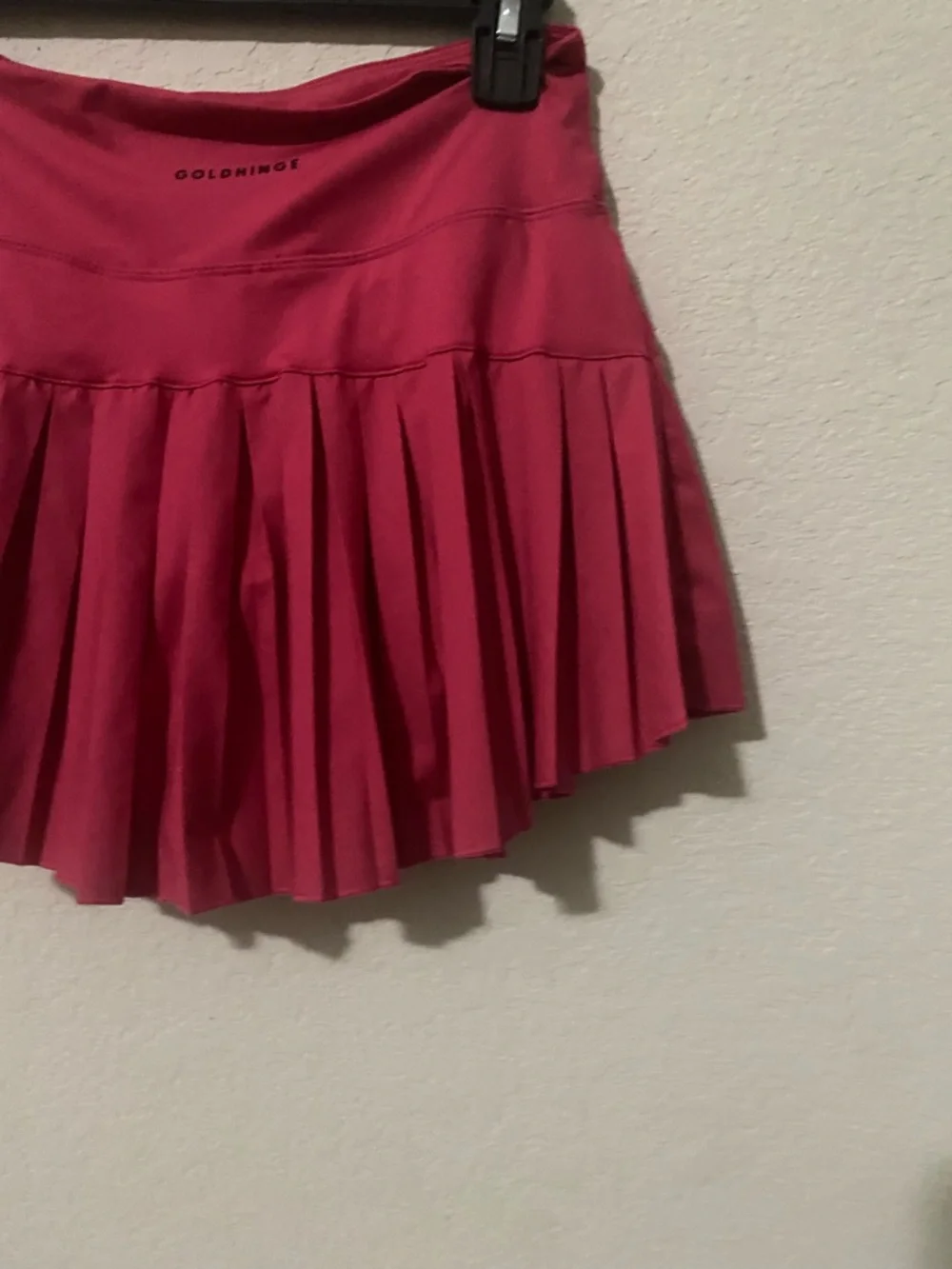 Gold Hinge Pink Pleated Tennis Pickleball Golf Attached Shorts Mini Skirt S - Picture 12 of 12